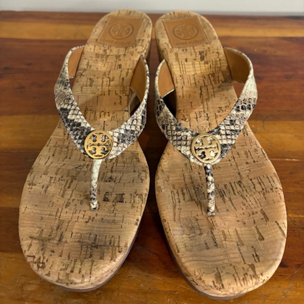 Tory Burch Snake Print Wedge